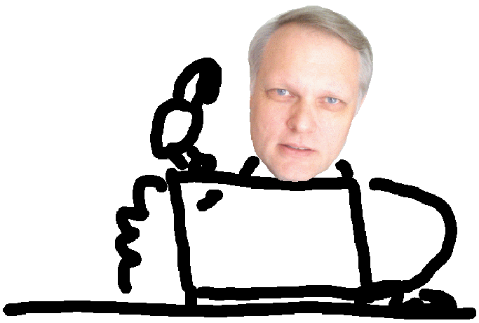 Postava za stolem s notebookem držící telefonní sluchátko